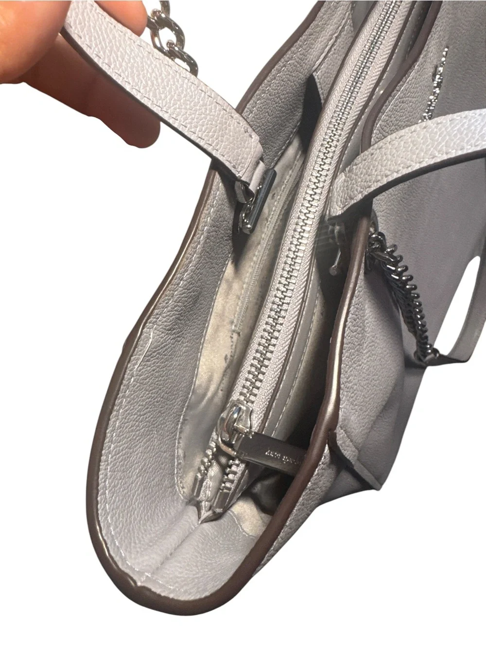 Kate Spade Gray Infinite Large Triple Compartment Leather Tote Two Way Strap